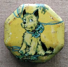 Vintage Retro Kitsch Christmas Tin Blue Bird Confectionary Worn Patina