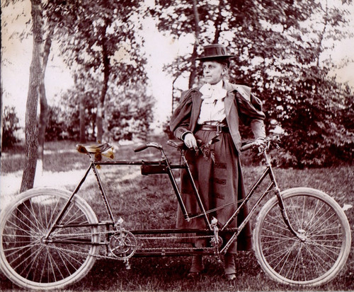 Woman cyclist tandem - tandem, bicycle