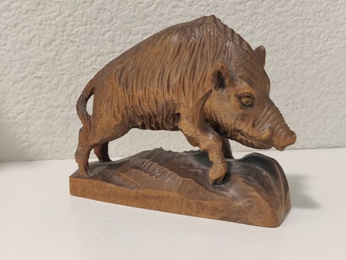 Vintage wild boar wood - wood, carving