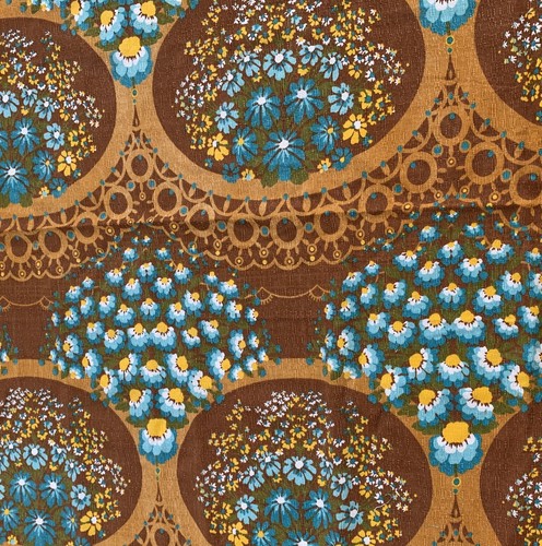 Retro floral brown - retro, blue