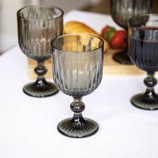 Set Of 4 Ridged Glass Wine
