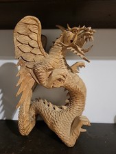 Vintage Carved Wooden Balanise Dragon Figurine
