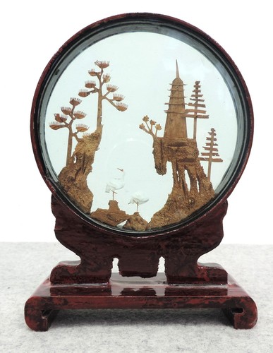 Chinese cork diorama 17cm - 17cm, tall