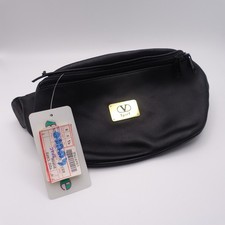 Vintage Valentino Sport Bum Bag Womens Black Leather Ellesse Festival Deadstock
