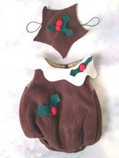 Build A Bear,Bear Factory, Brown Christmas Pudding Outfit Costume & Hat. B 573
