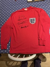 England 1966 Retro Signed Shirt Football Jersey Size L
