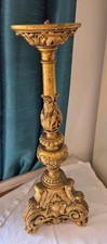 Antique Candle Stand Pricket Lamp Conversion Ornate Carved Wood Plaster Altar