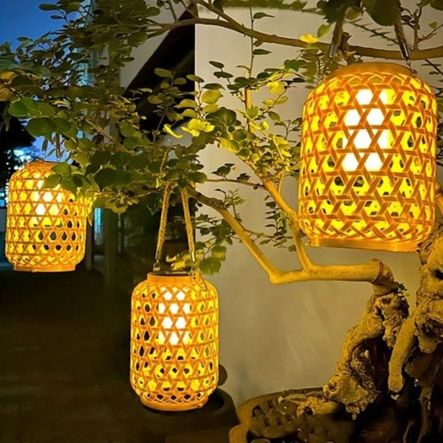Rattan solar lanterns outdoor - solar,