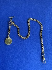 Single Albert Watch Chain, Gold Plated With A Full Sovereign Coin  Gold Plated
