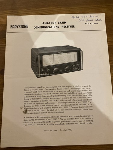 Eddystone 888a radio receiver - radio,