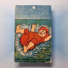 Comic Postcard 1910 Fat Lady Swim Costume Splashing Time Seaside Chromo