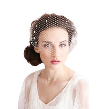 Bridal Birdcage Veil Full Pearl Hair Clip Wedding Fascinator Vintage Mesh Netted
