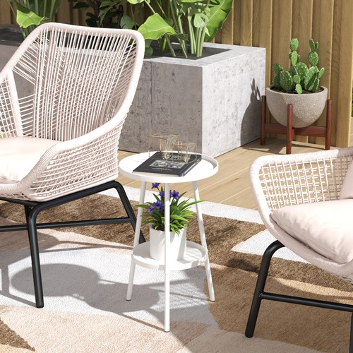 Round garden table - round, 2-tier