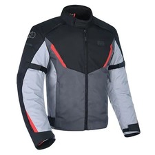 OXFORD DELTA MENS TEXTILE SHORT WATERPROOF MOTORCYCLE JACKET - BLACK GREY RED