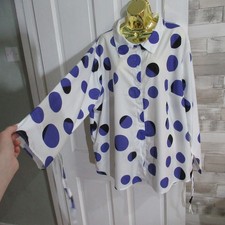 UNBRANDED ● size 4XL 24 ● white blue polka dot shirt blouse top womens ladies