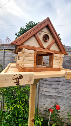 Wooden freestanding bird table - wooden,