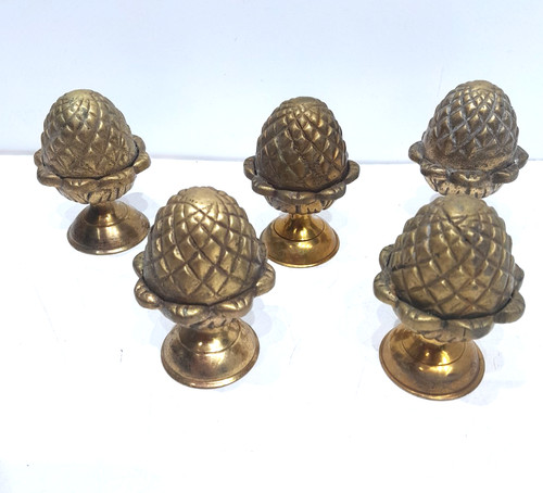 Vintage brass acorn - 5, finial
