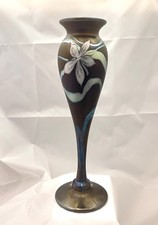 Okra Glass 1996 LE White Orchid Vase