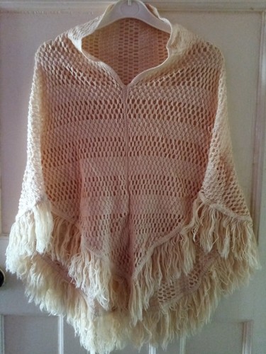 Poncho shawl peach ivory tint - poncho,