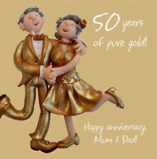 Wedding Anniversary Card - Mum & Dad 50th 50 Years Golden One Lump Or Two Funny 