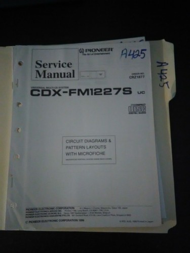 Pioneer cdx fm1227s service - pioneer, cdx-fm1227s