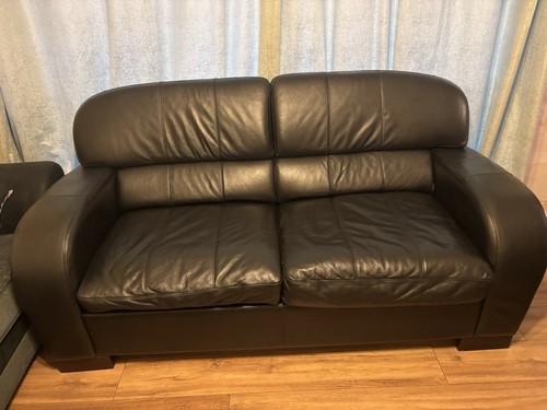 Seater black leather - 3-seater, sofa