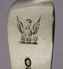 RARE IRISH STERLING SILVER FORK JOHNSTON NEEDHAM MacGill FAMILY CREST 1842