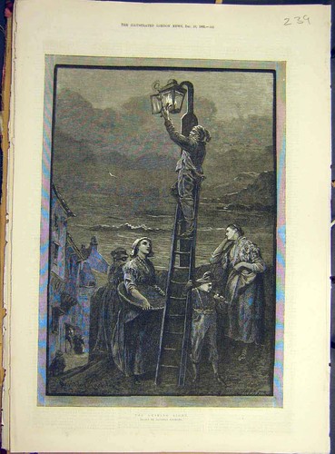 Original old antique print - old,