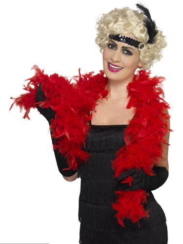 Red feather boa ladies - red,