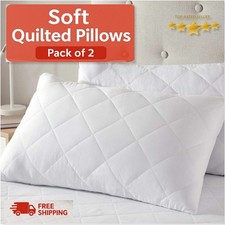 Quilted Pillows Hollowfiber 2 Pack Hotel Quality Extra Deep Bounce Back 48x74 cm