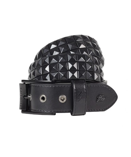 Triple studded leather belt - belt, in