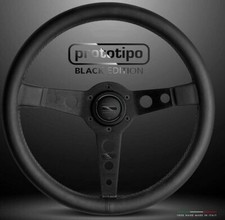 Genuine Momo Prototipo Black Edition 350mm, premium leather steering wheel. NEW!