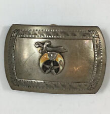 Sterling Silver Enamel Belt Buckle Scimitar Crescent Moon Star Shriners Masonic