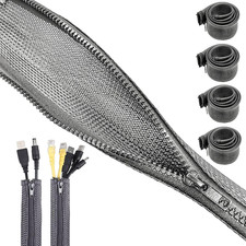 Pack of 4 1.5 M Cable Duct Desk Flexible Management Cable Management Silver Grey