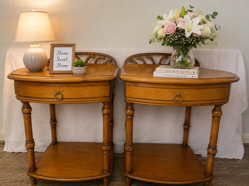 Pair vintage solid - solid, wood