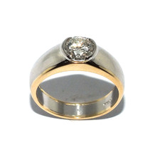 Gents Platinum and 18ct yellow gold ring with 1.30ct diamond, size T