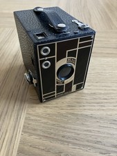 Kodak Beau Brownie No.2 Camera Art Deco Maroon Black. Walter Teague design.