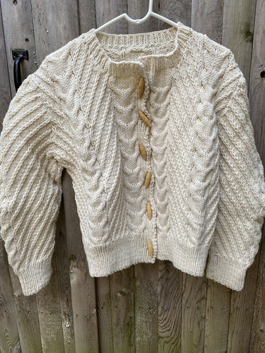 Ladies hand knit aran cardigan - ladies,