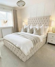 Cream Plush Velvet Upholstered