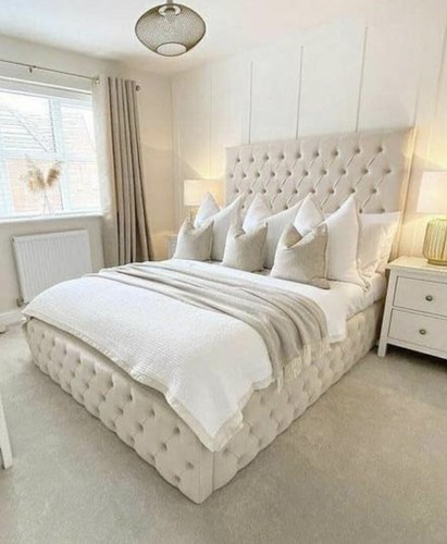 Cream plush velvet upholstered - cream,