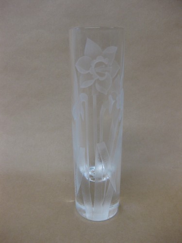 Glass vase etched daffodil - vase,