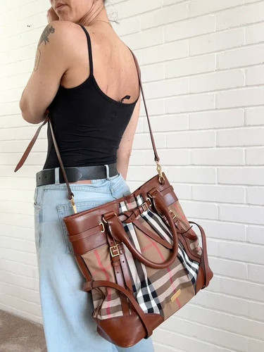 Burberry check tote bag - , large