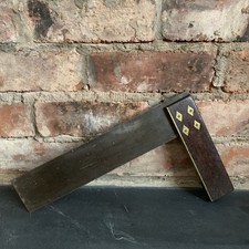 Vintage Wood & Brass Tri Square 12 inch *Woodworking Carpentry Collectable *M31