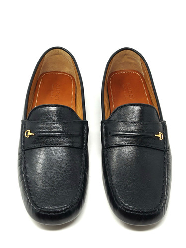 Gucci black leather loafers - gucci,