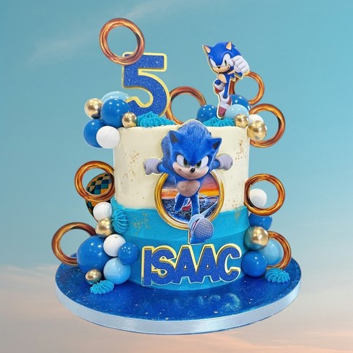 Blue hedgehog cake topper - blue,