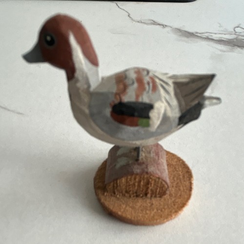Carved wooden rustic - duck, grey