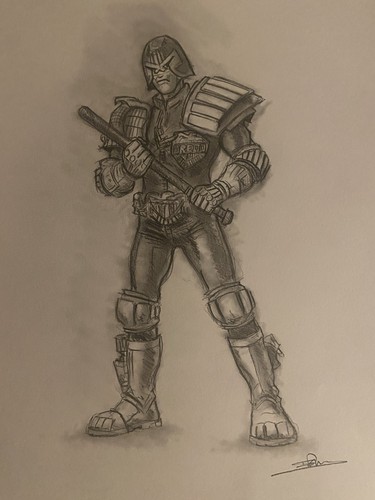 Judge dredd pencil sketch - judge,