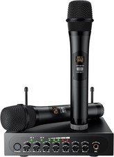 PROZOR UHF Wireless Microphone - Dual Handheld Microphone Support Bluetooth Rece