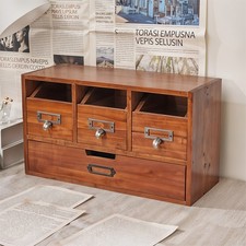 Vintage Chest of Drawers Wooden Desktop Storage Box Organiser Drawer Unit Rustic