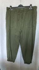 Ladies Khaki Green, Elastic Waistband, Cuffed, Pocketed Combat Trousers Size 20
